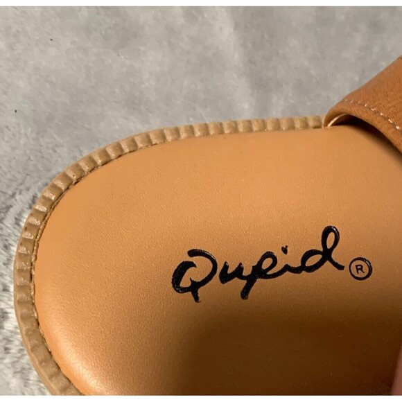 Qupid Sandals Women's 10 Cream Beige Open Toe Slingback Flat Desmond Vacation - Picture 8 of 11